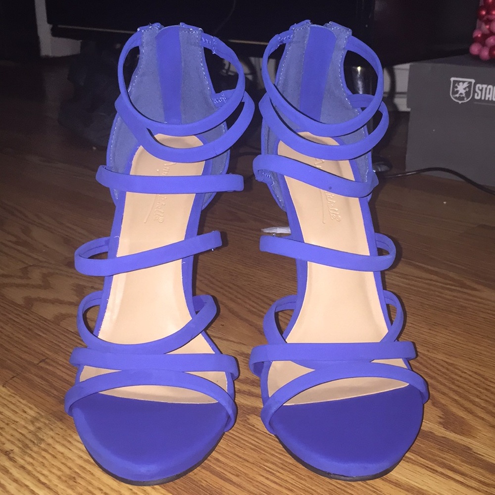 Blue Strapped Open Toe Heel